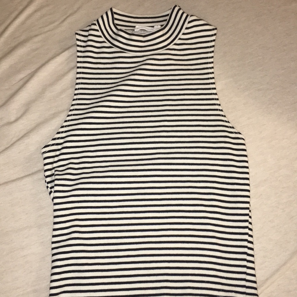 Topshop black & white stripe crop top